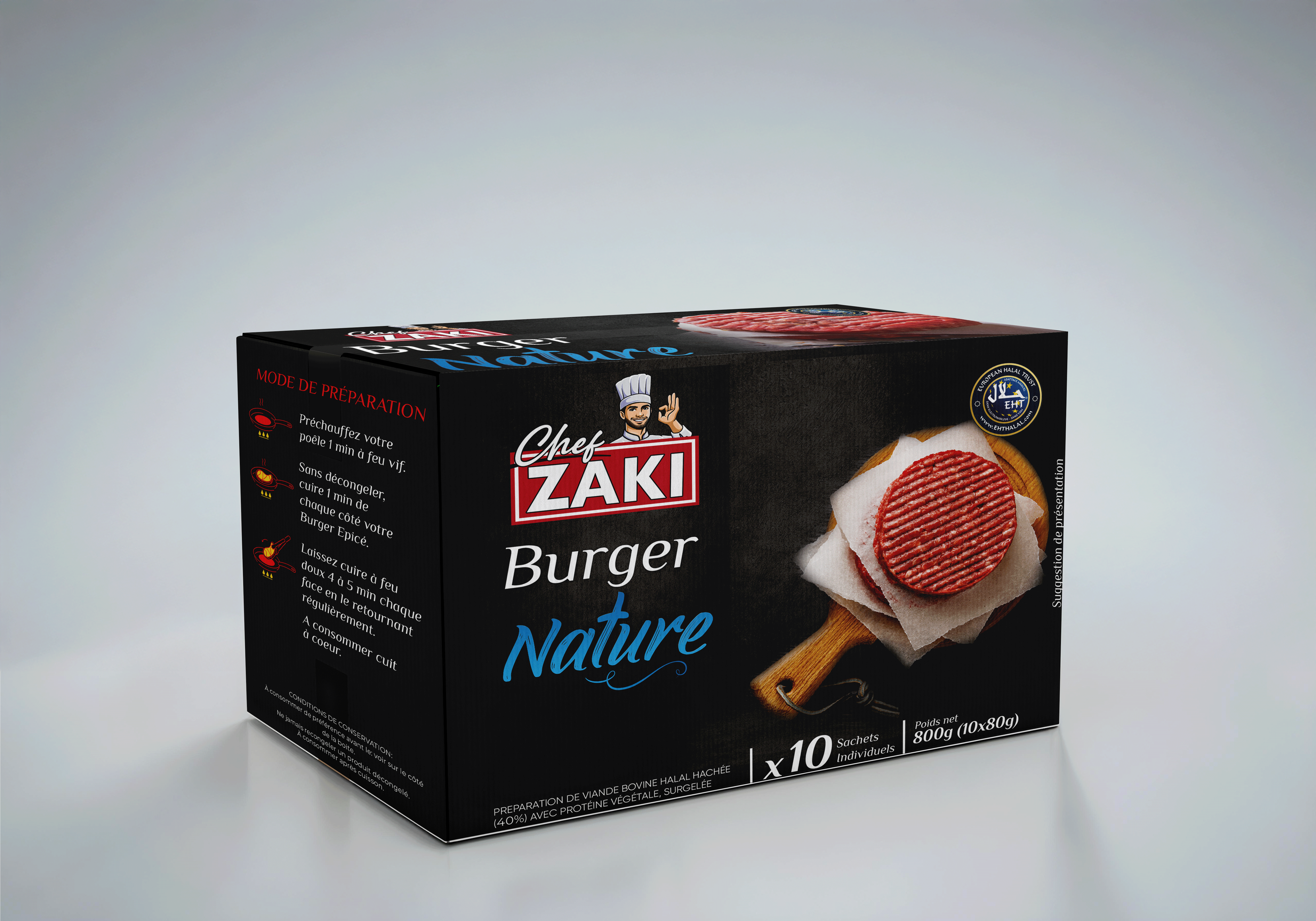 CHEF ZAKI BURGER NATURE 800GR